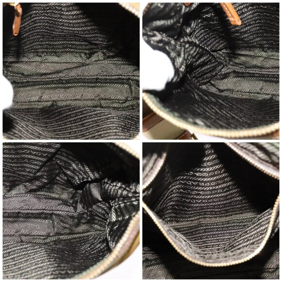 PRADA Shoulder Bag Nylon Leather Beige Gold Auth 140625 - Picture 16 of 16